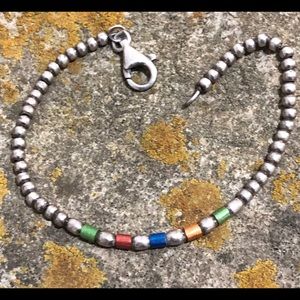 Vintage Sterling 925 Ball Beaded Iridescent Bracel